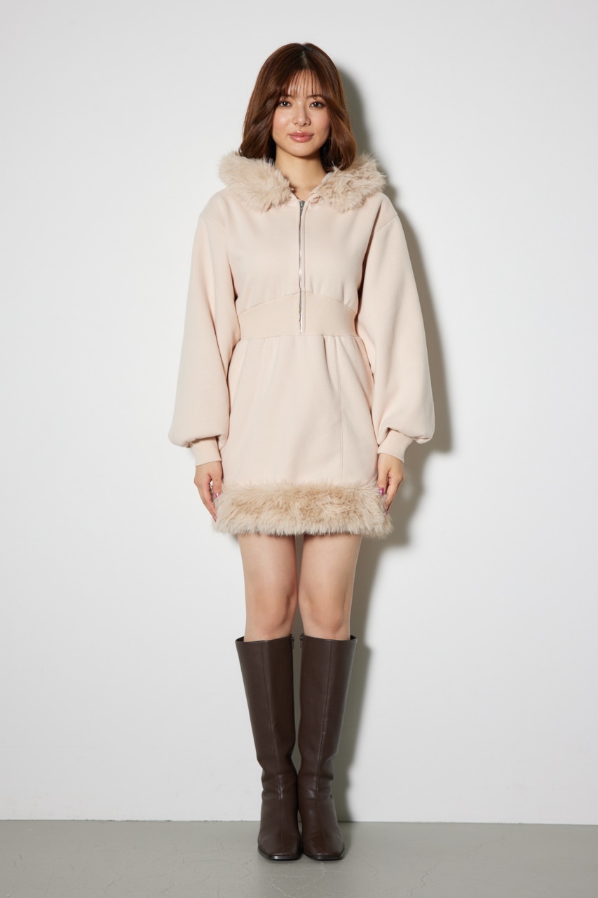 rienda | フェイクファースウェットミニワンピース (ワンピース(ミニ