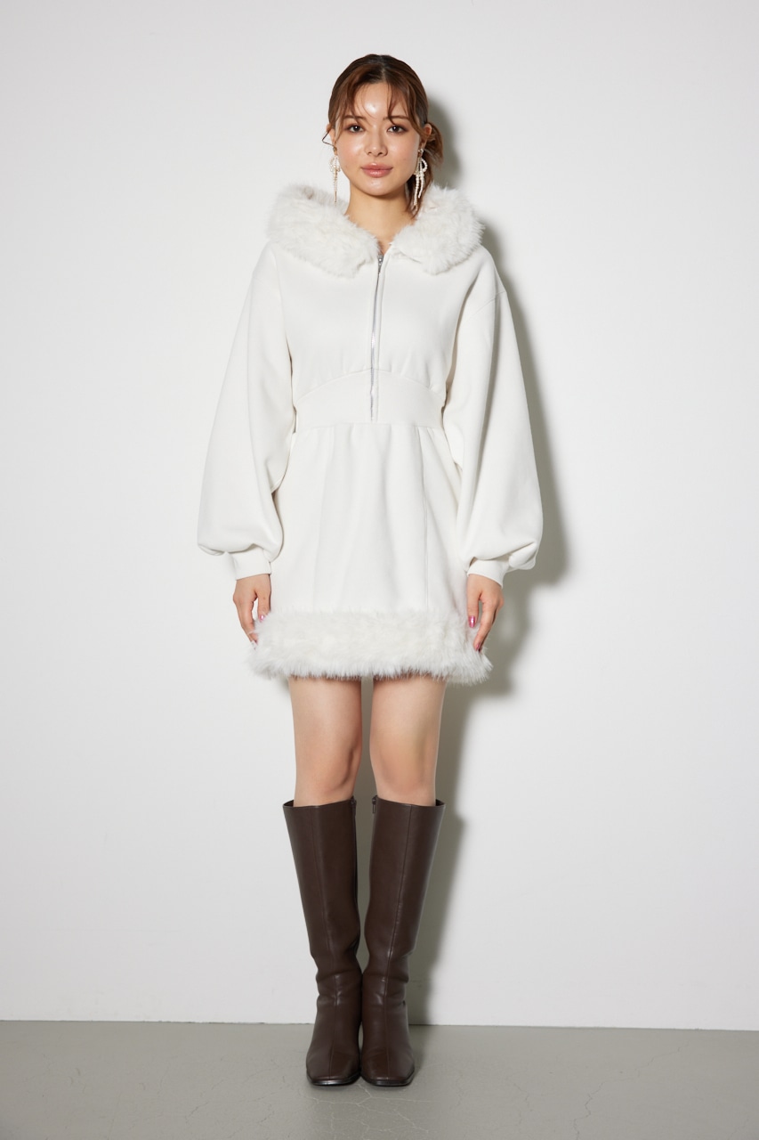 rienda | フェイクファースウェットミニワンピース (ワンピース(ミニ