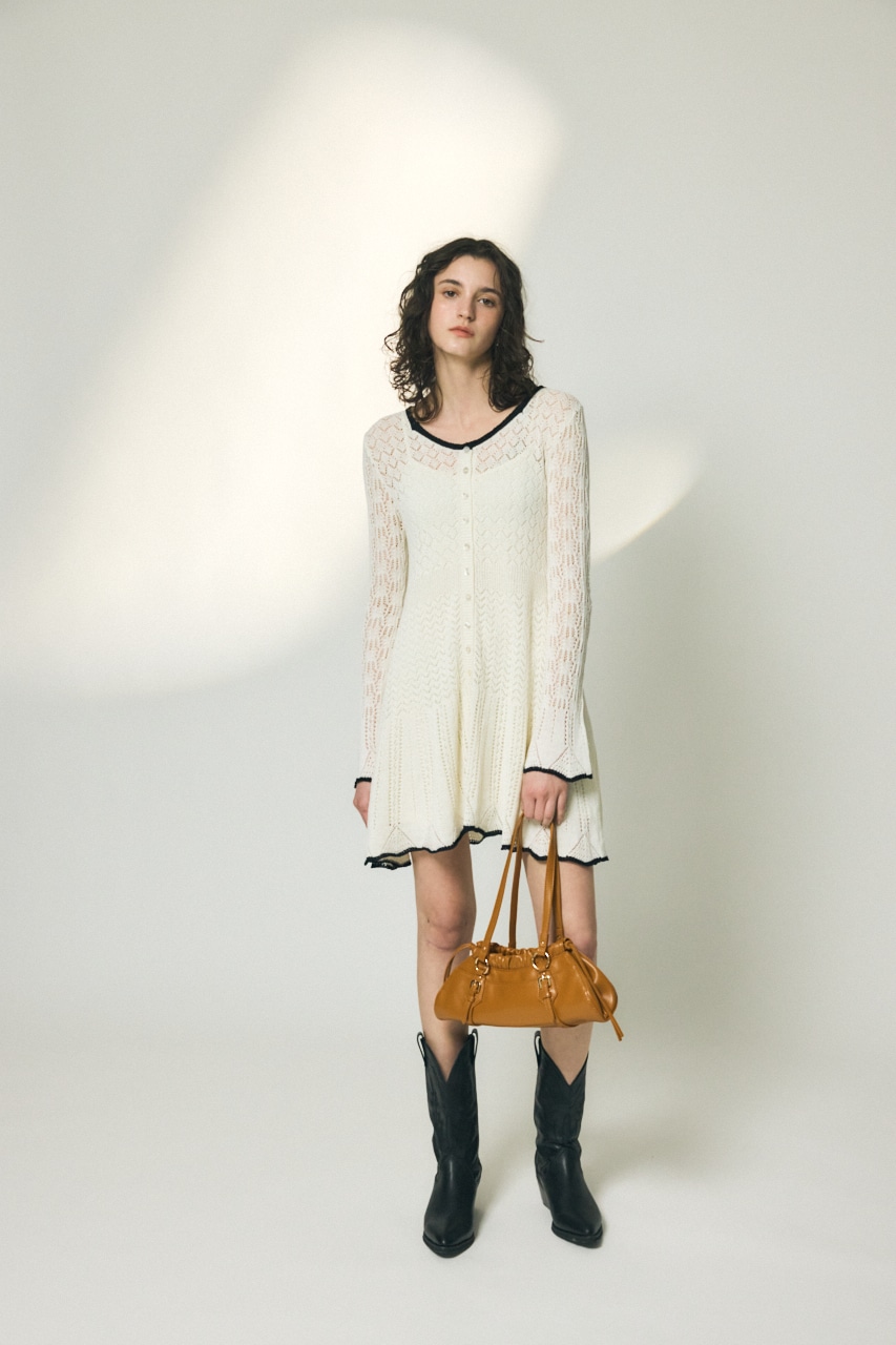 MOUSSY | EYELET LACE KNIT ミニドレス (ワンピース(ミニ・ミディアム