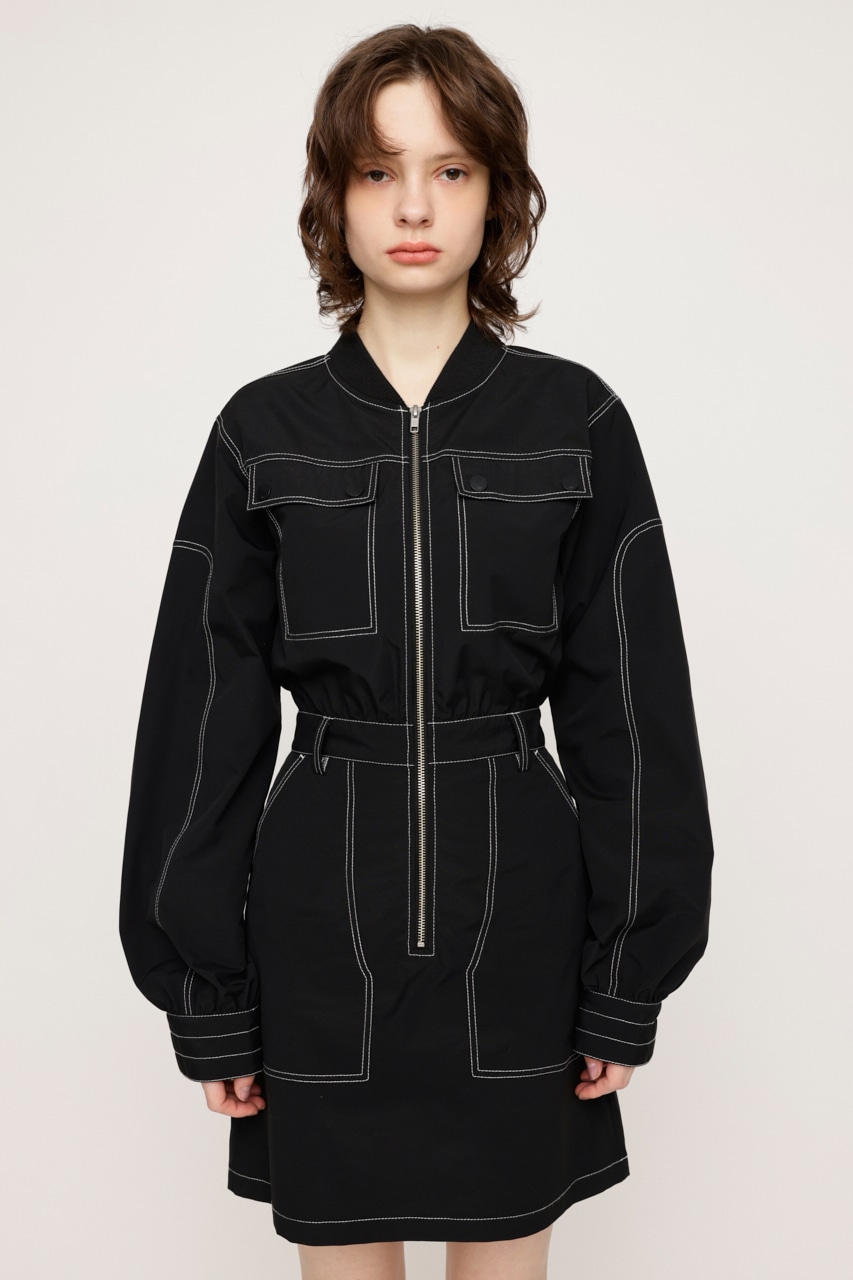 SLY | FRONT ZIP STITCH ショートワンピース (ワンピース(ミニ