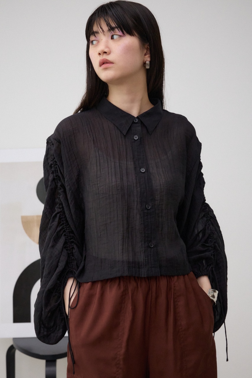 AZUL BY MOUSSY | ギャザーデザインクロップドシアーシャツ (シャツ