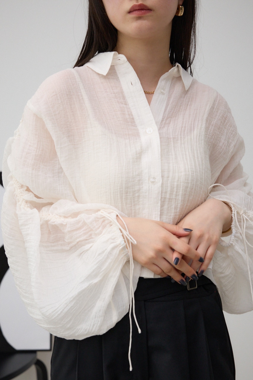 AZUL BY MOUSSY | ギャザーデザインクロップドシアーシャツ (シャツ