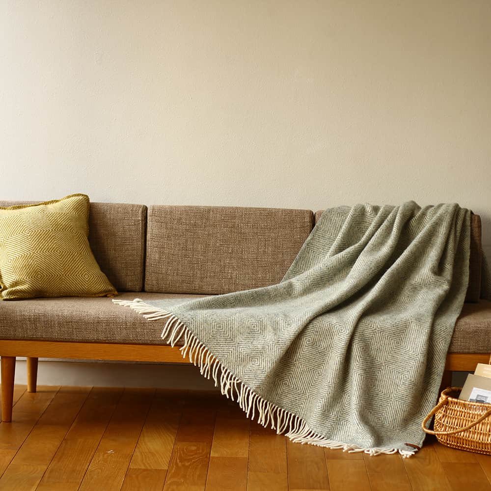 KLIPPAN/クリッパン リサイクルウールスロー グースアイ グレー