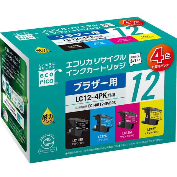 エコリカ｜LC12-4PK 互換リサイクルインクカートリッジ