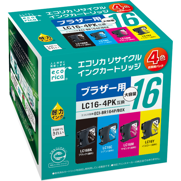 エコリカ｜LC16-4PK 互換リサイクルインクカートリッジ