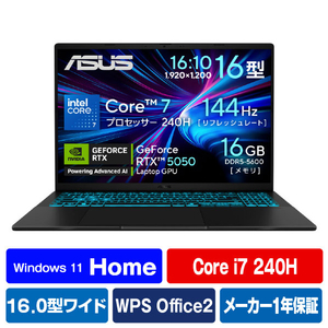 ASUS V3607VH-C7165R5050WP ノートパソコン ASUS Gaming V16 ブラック