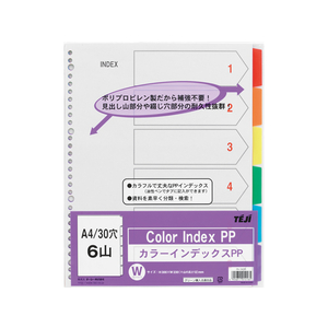 テージー F866068-IN-3406 カラーインデックスPP A4 6色6山 30穴