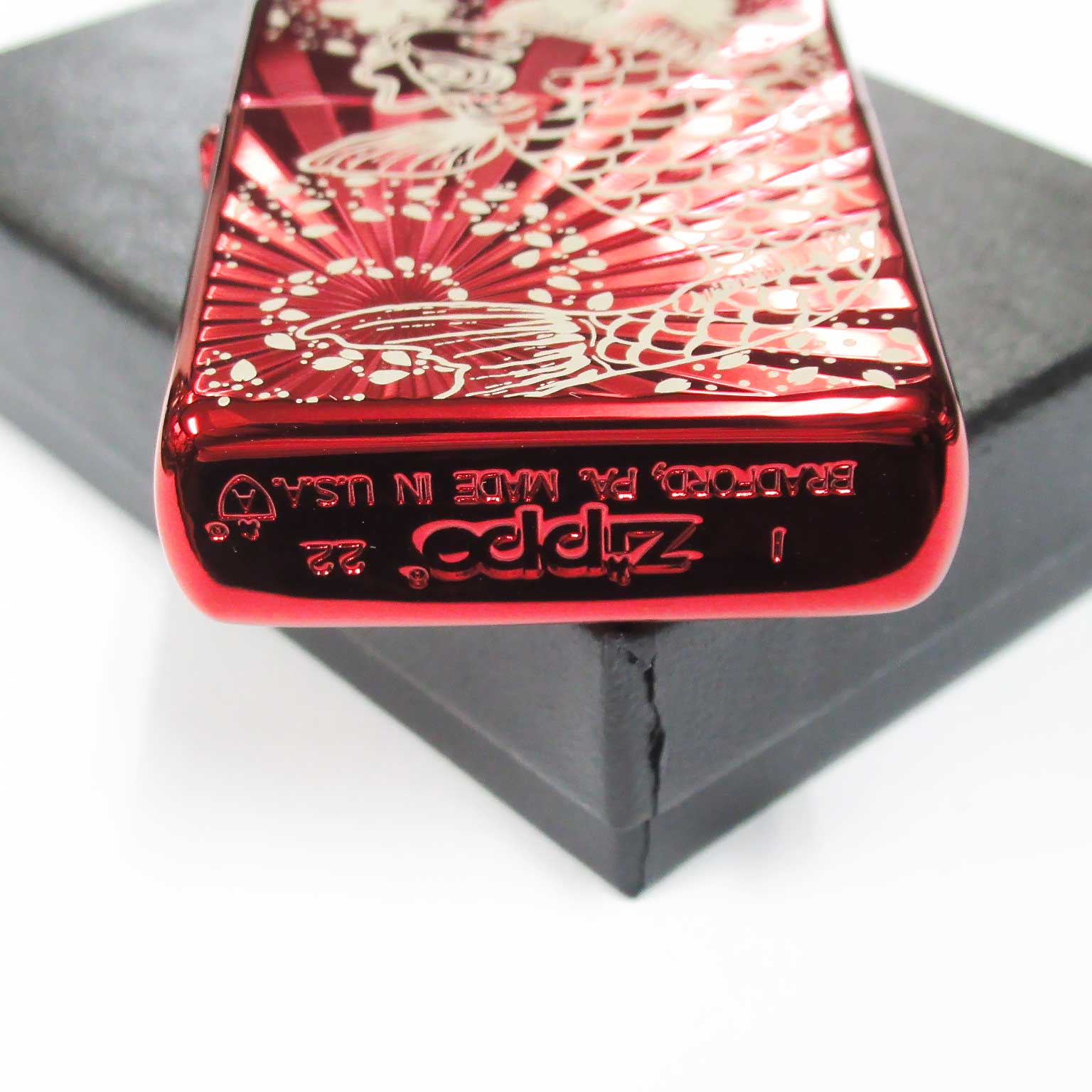 Zippo Armor Case Jumping Carp Sakura Cherry Blossoms Ion Red Japan