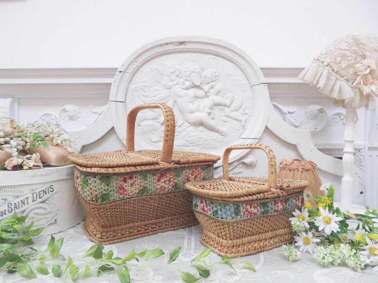 フレンチ ローズパニエ（ラージ) - 薔薇と天使のアンティーク