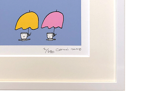 送料無料）【直筆サイン入り版画】 五味太郎 雨のコーヒーカップ