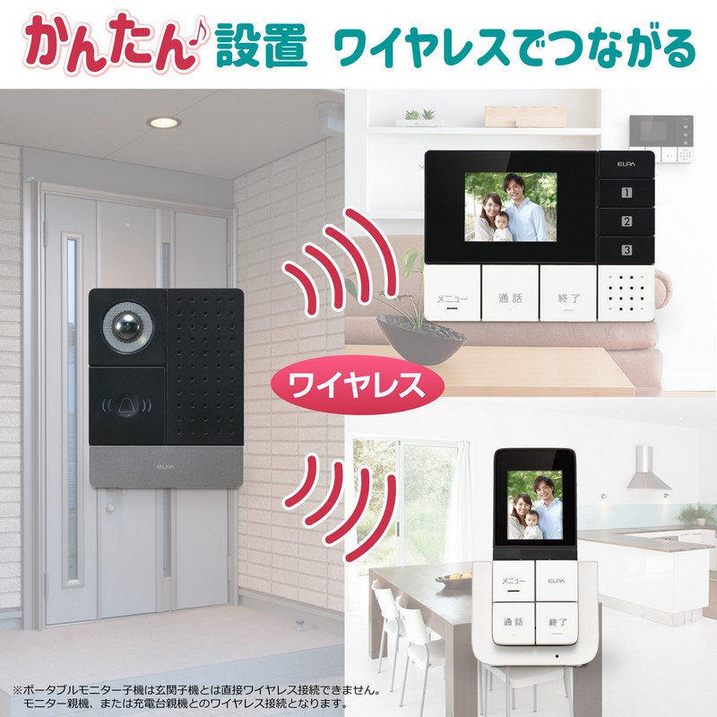 エルパ(ELPA) かんたんテレビドアホン 玄関カメラ1台＋壁かけ親機1台＋