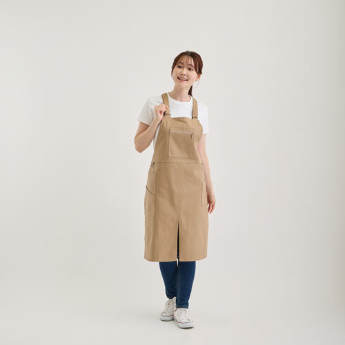 ホビーエプロン ベージュ 無地（バッククロス・バックル止め