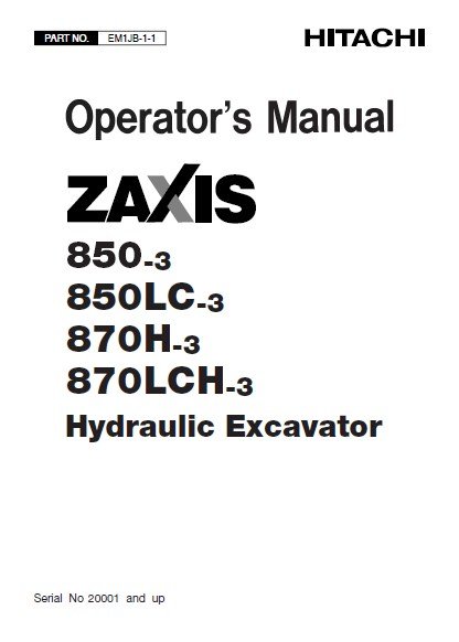 Hitachi ZX850-3 ZX850LC-3 ZX870H-3 ZX870LCH-3 PDF