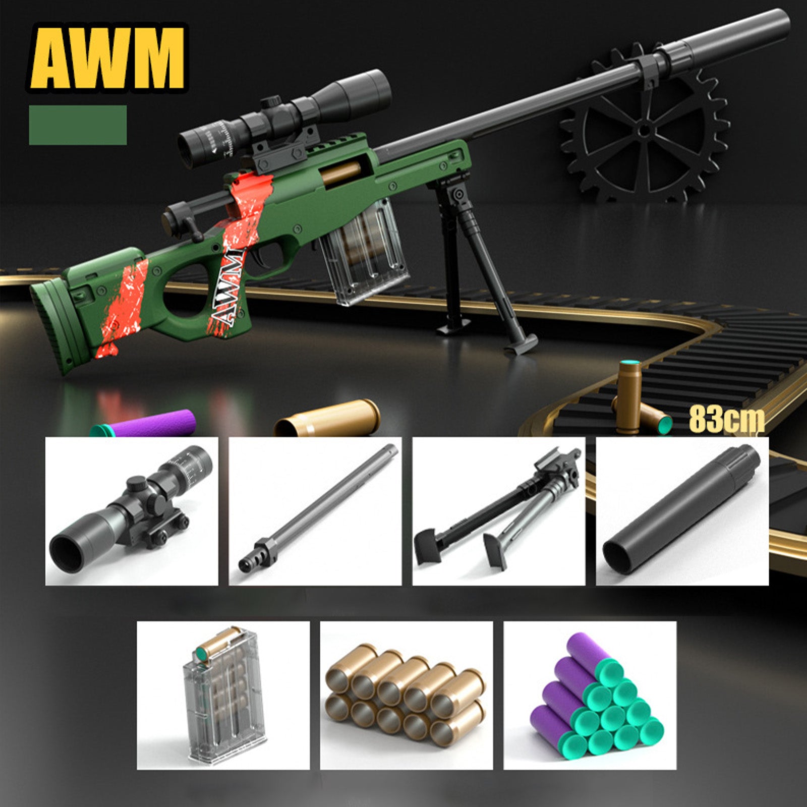 Shell Eject Nerf Sniper Rifle With Scope - AWM