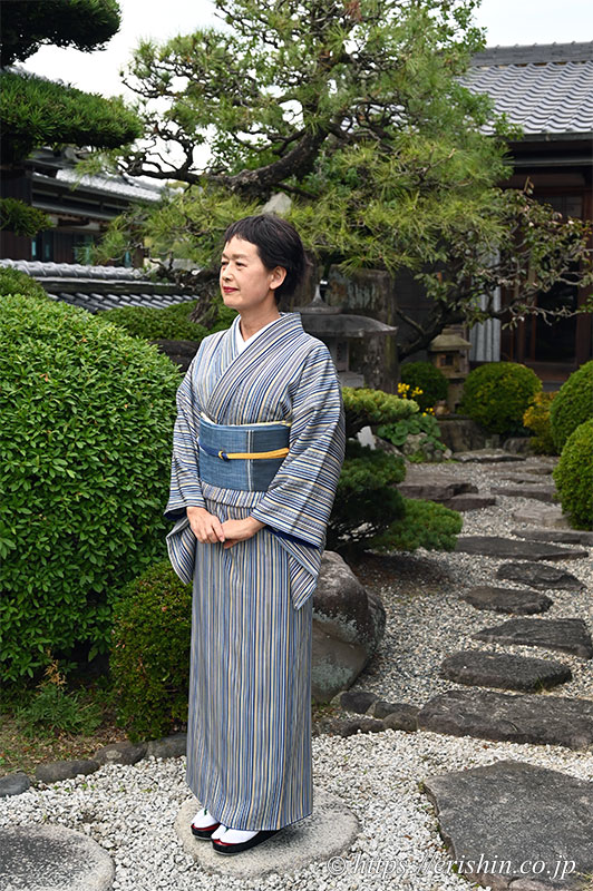 唐桟縞の江戸小紋 『着物・呉服えり新』