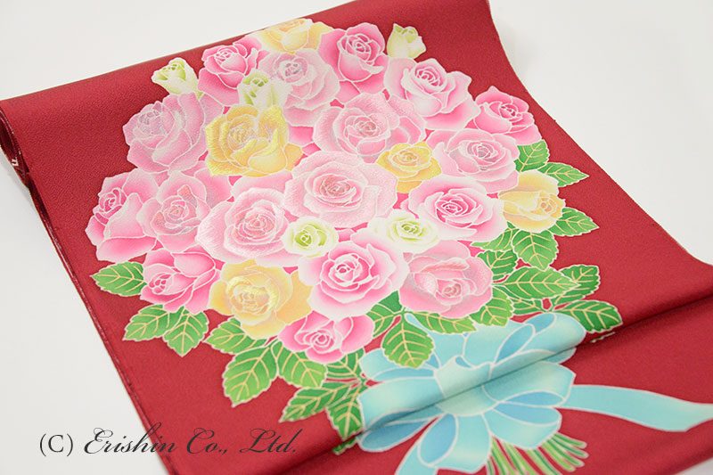 染帯の御誂え」薔薇の花束の染名古屋帯 『着物・呉服えり新』