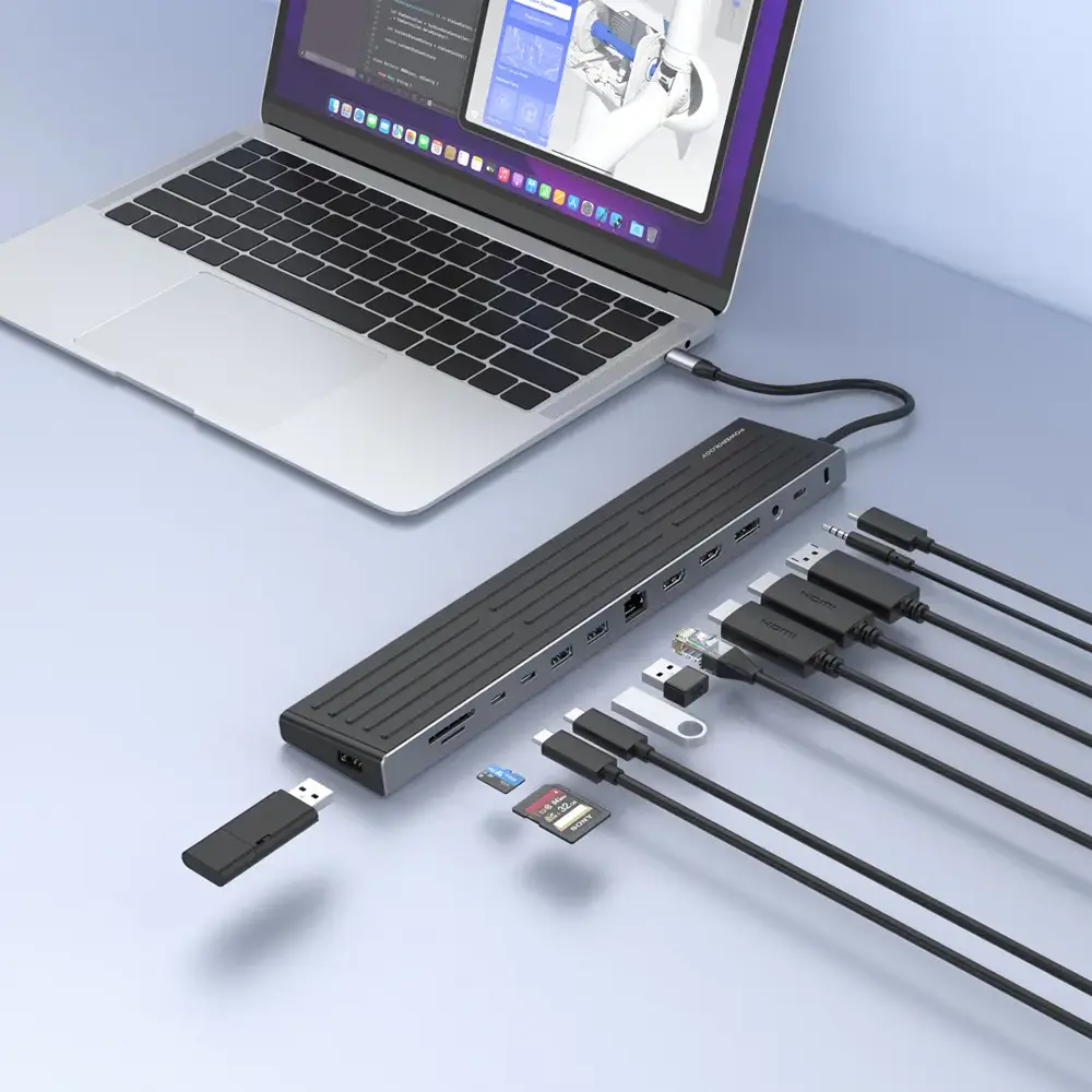 Powerology Nexis 13-in-1 Multi-Display USB-C Hub & Laptop Stand