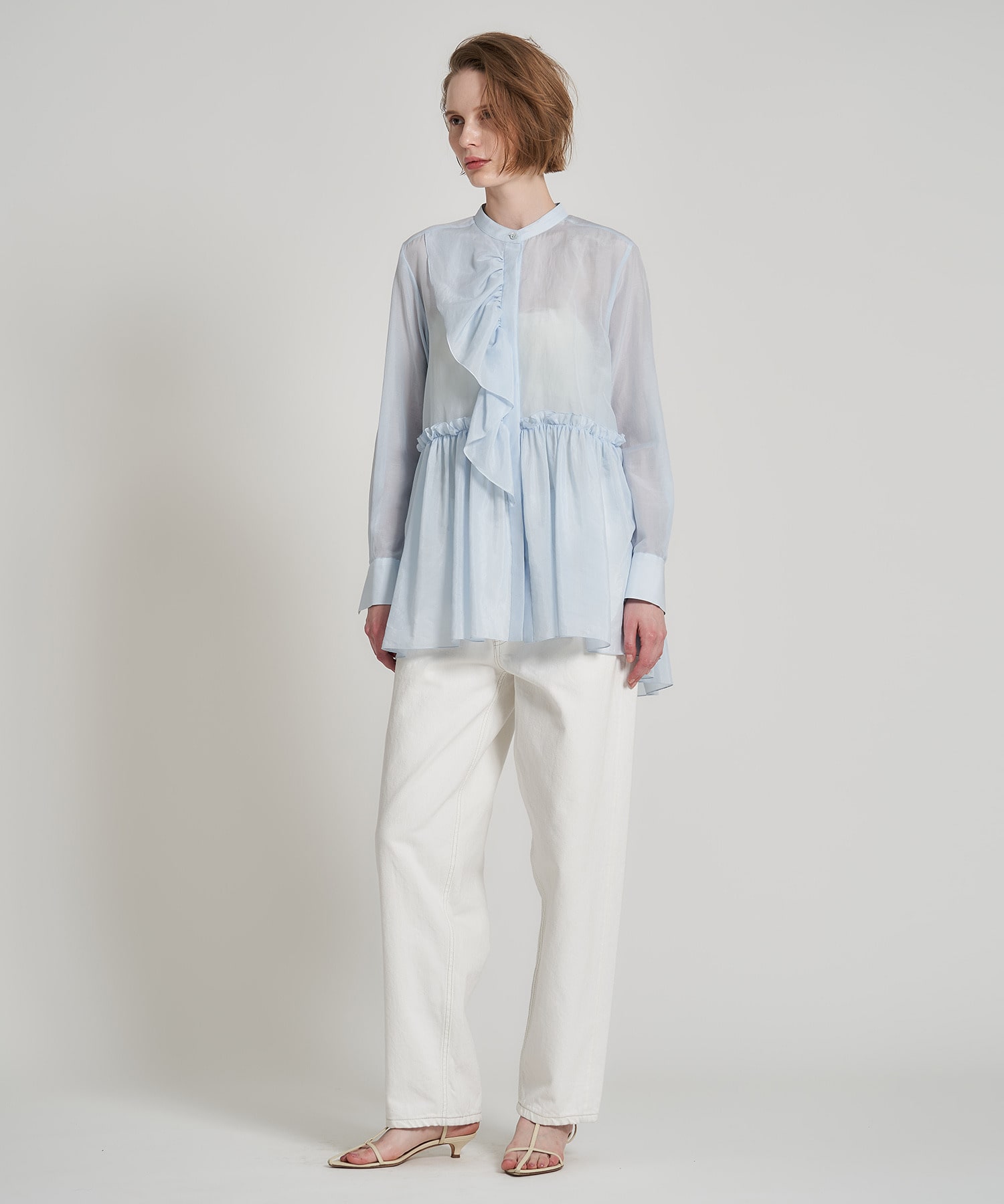 ESTNATION エストネーション、チュニック！ ⁄ コットンシルク フリル