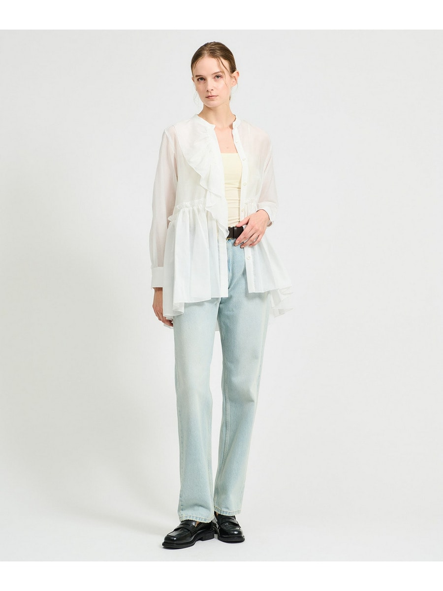 ESTNATION / コットンシルク フリルチュニックブラウス《EXCLUSIVE