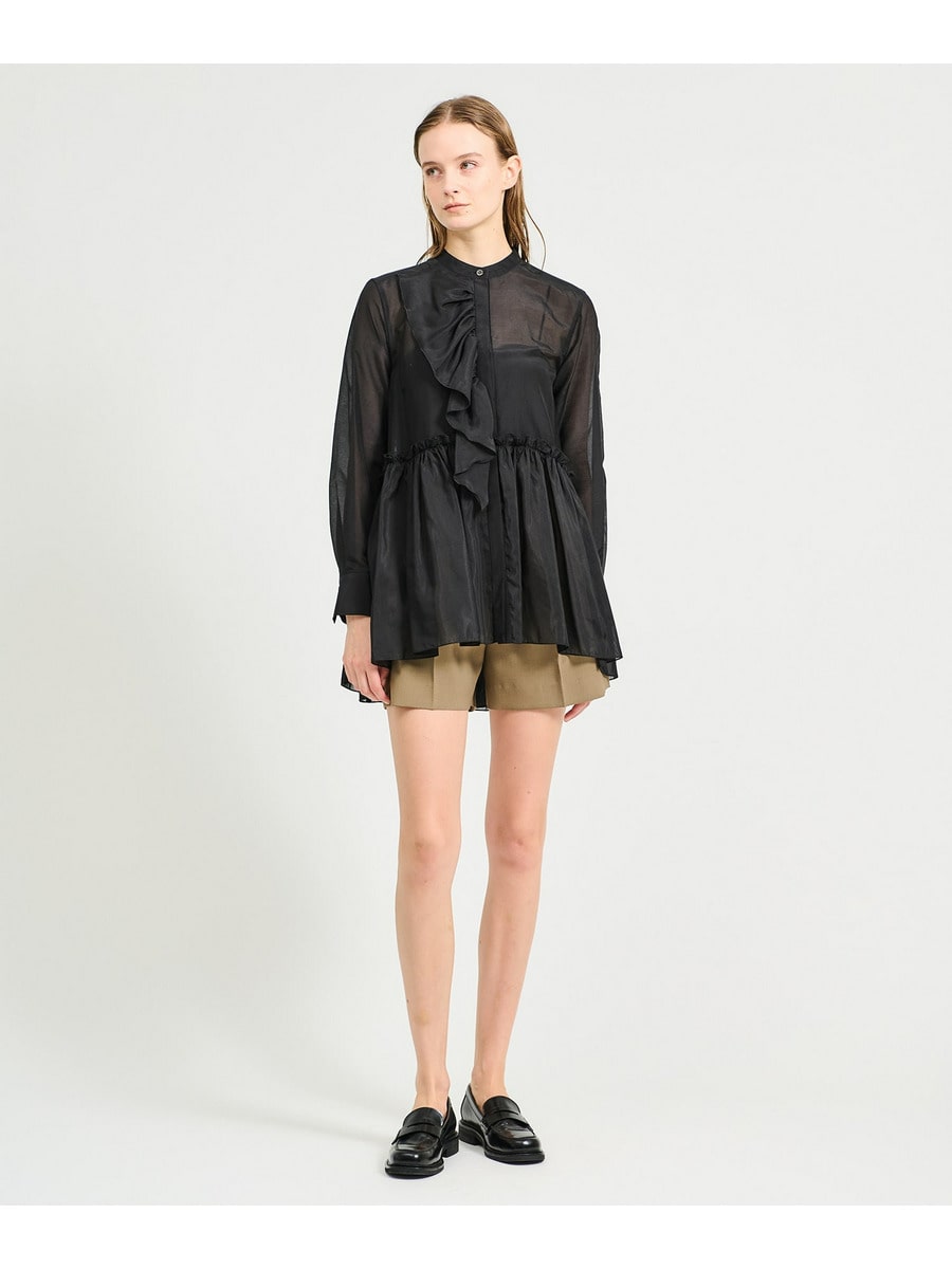 ESTNATION / コットンシルク フリルチュニックブラウス《EXCLUSIVE