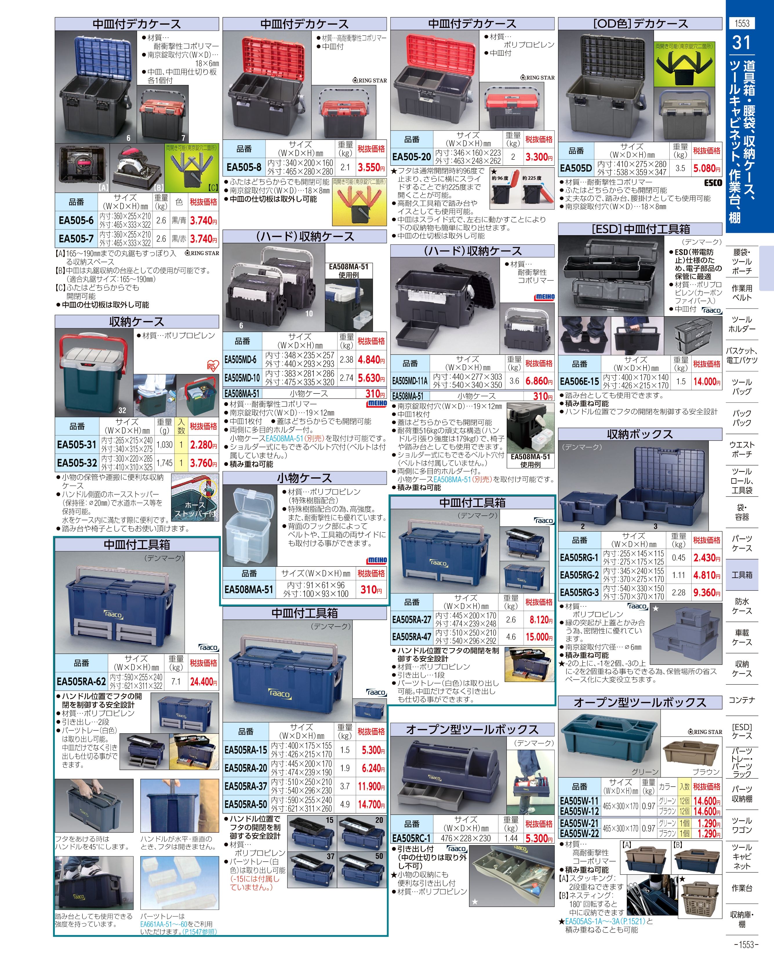 EA507MD-11｜400x230x180mm 工具箱(中皿付)のページ -