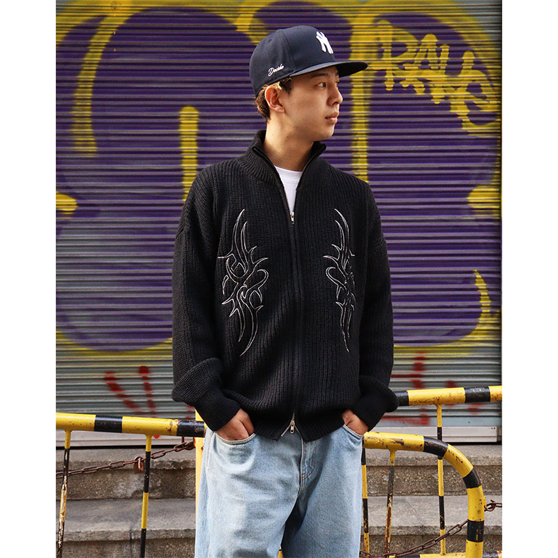 FLIP THE SCRIPT(フリップザスクリプト)/ ZIP KNIT -BLACK- | E.S.P.