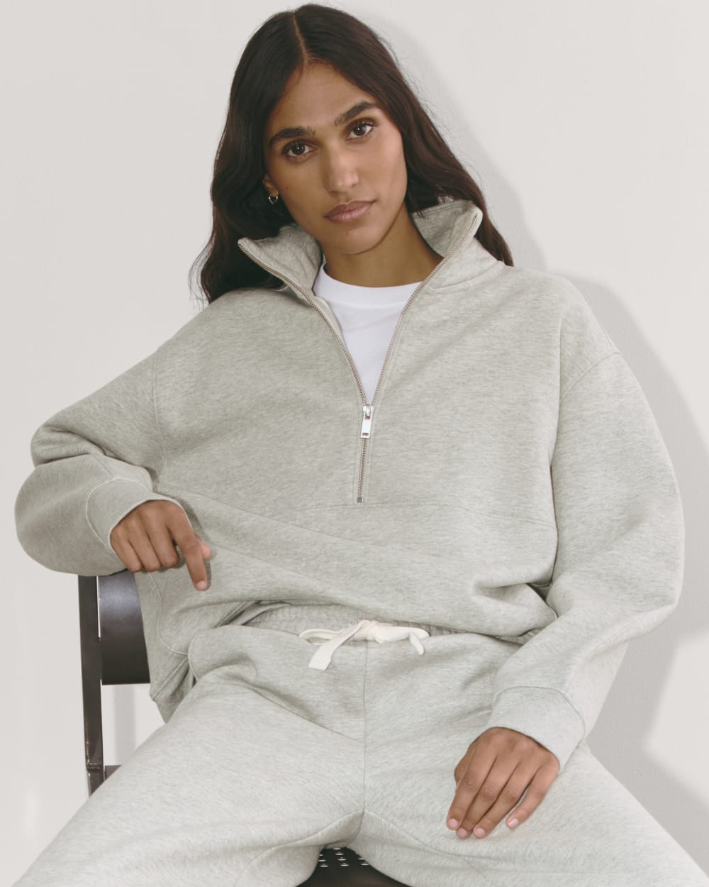 Luxe Fleece Half-Zip Sweatshirt | Heathered Grey – Everlane