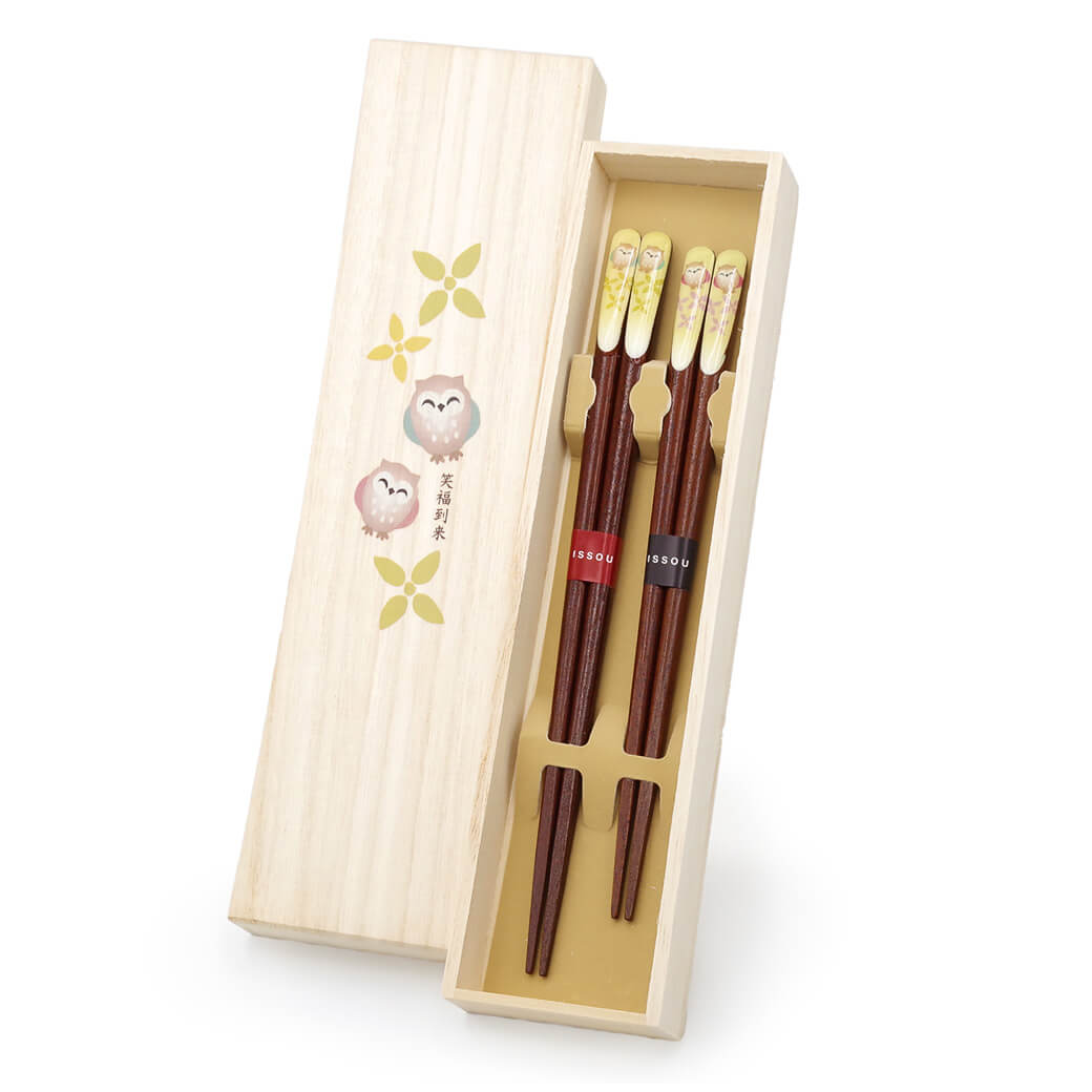 結婚祝い・長寿祝い｜吉兆 夫婦箸 笑ふくろう吉兆 夫婦箸 笑ふくろう