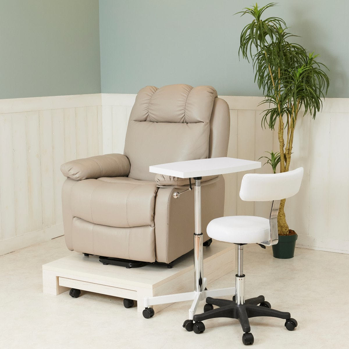 NATURAL Series 】リクライニングチェアステージ(木製)ウッドホワイト