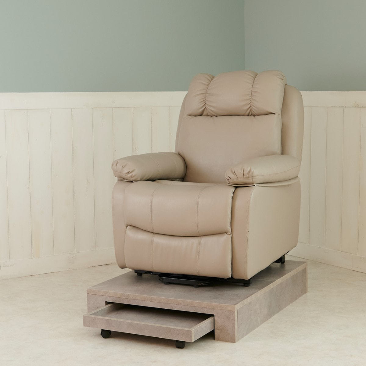 NATURAL Series】リクライニングチェアステージカート(木製)モルタル風