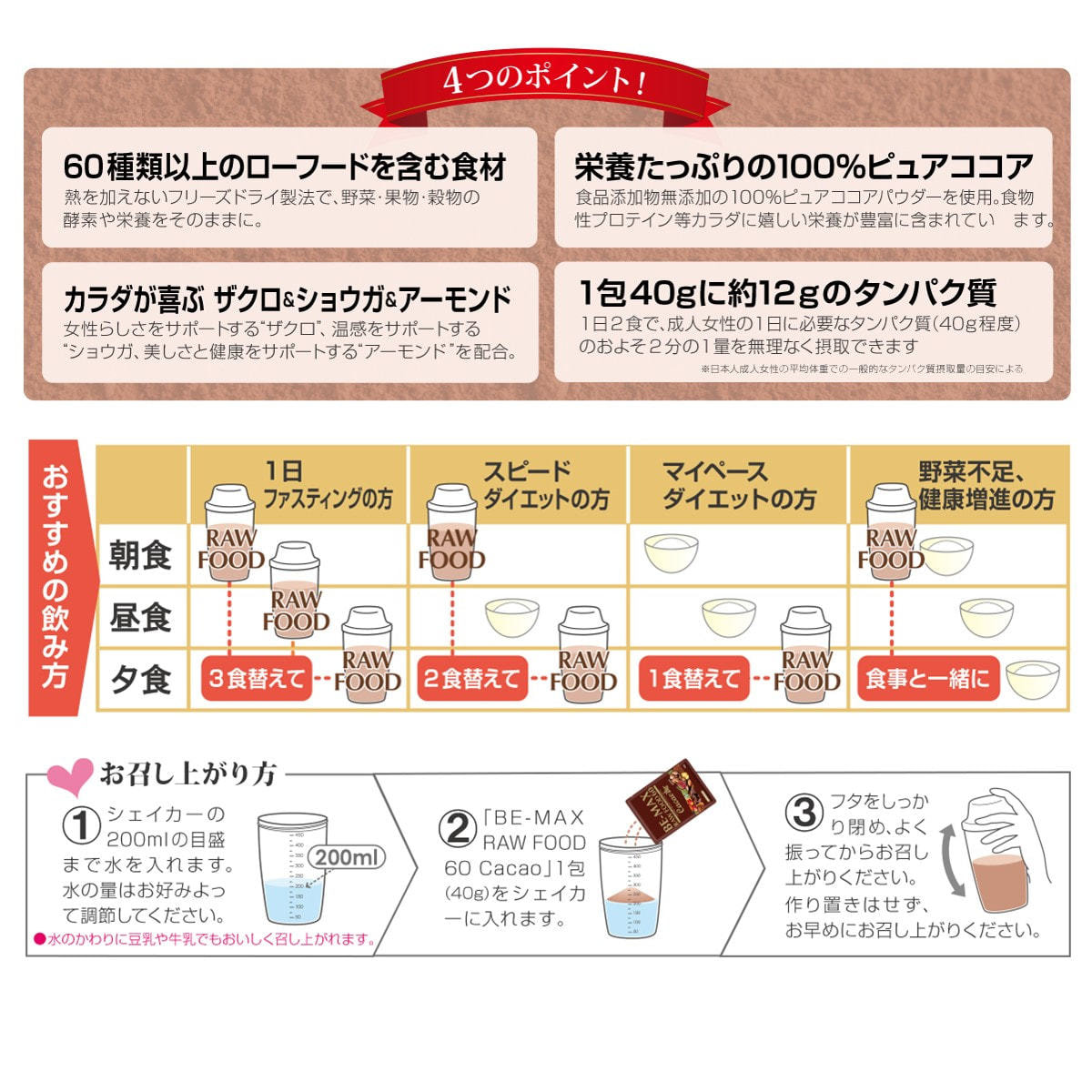 BE-MAX ローフード60カカオ 40g×15包の通販・卸売り | アイラッシュ