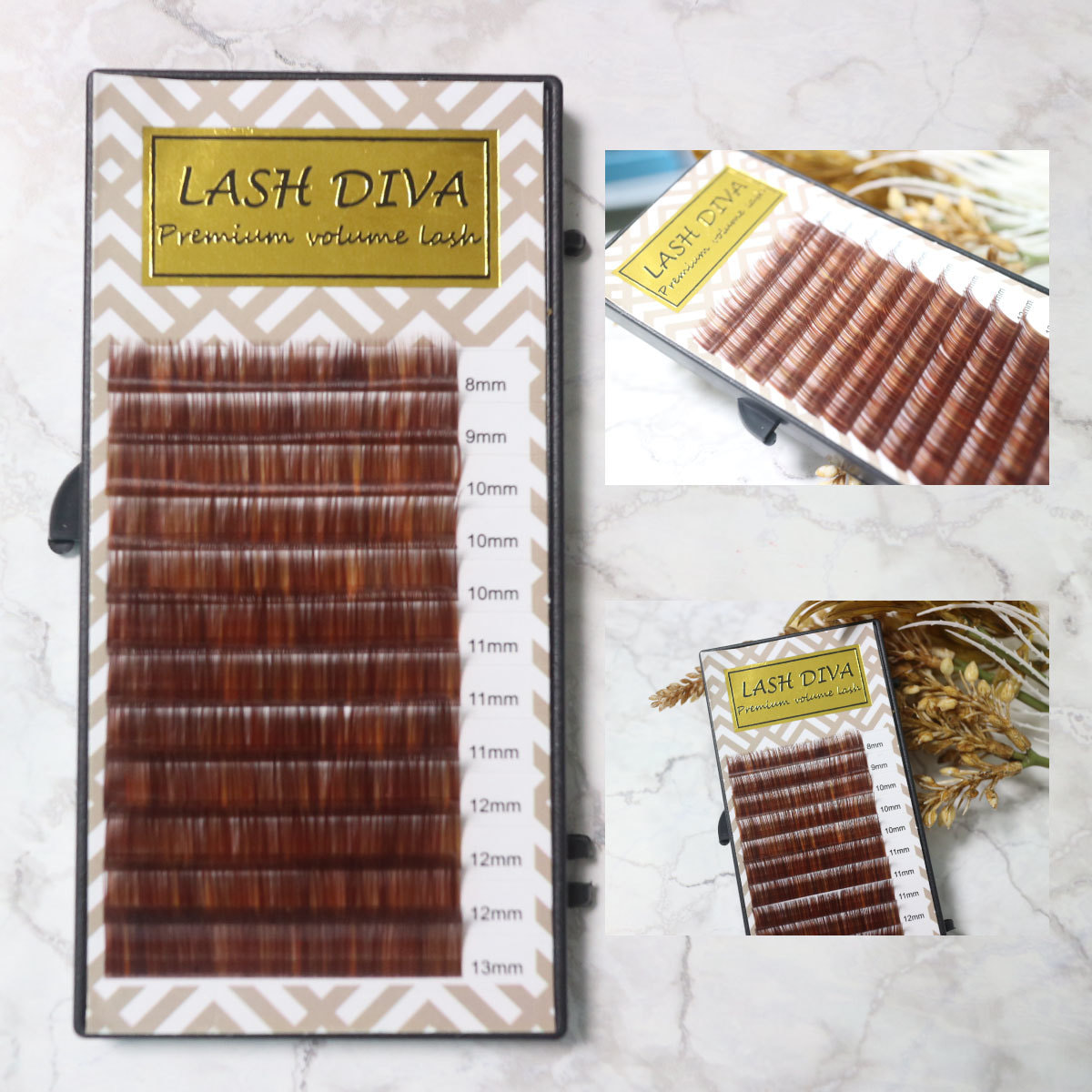 ボリュームラッシュ3Dブラウンカラー[Cカール 太さ0.07 長さMIX]の通販