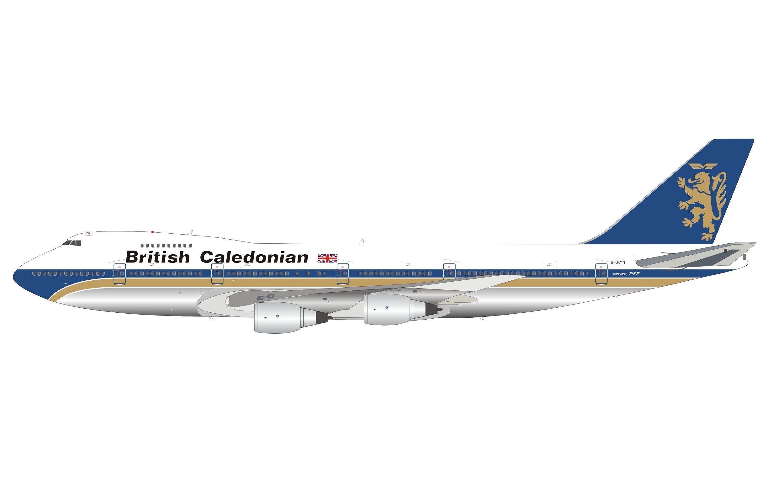 British Caledonian Airways Boeing 747-200 G-GLYN polished belly