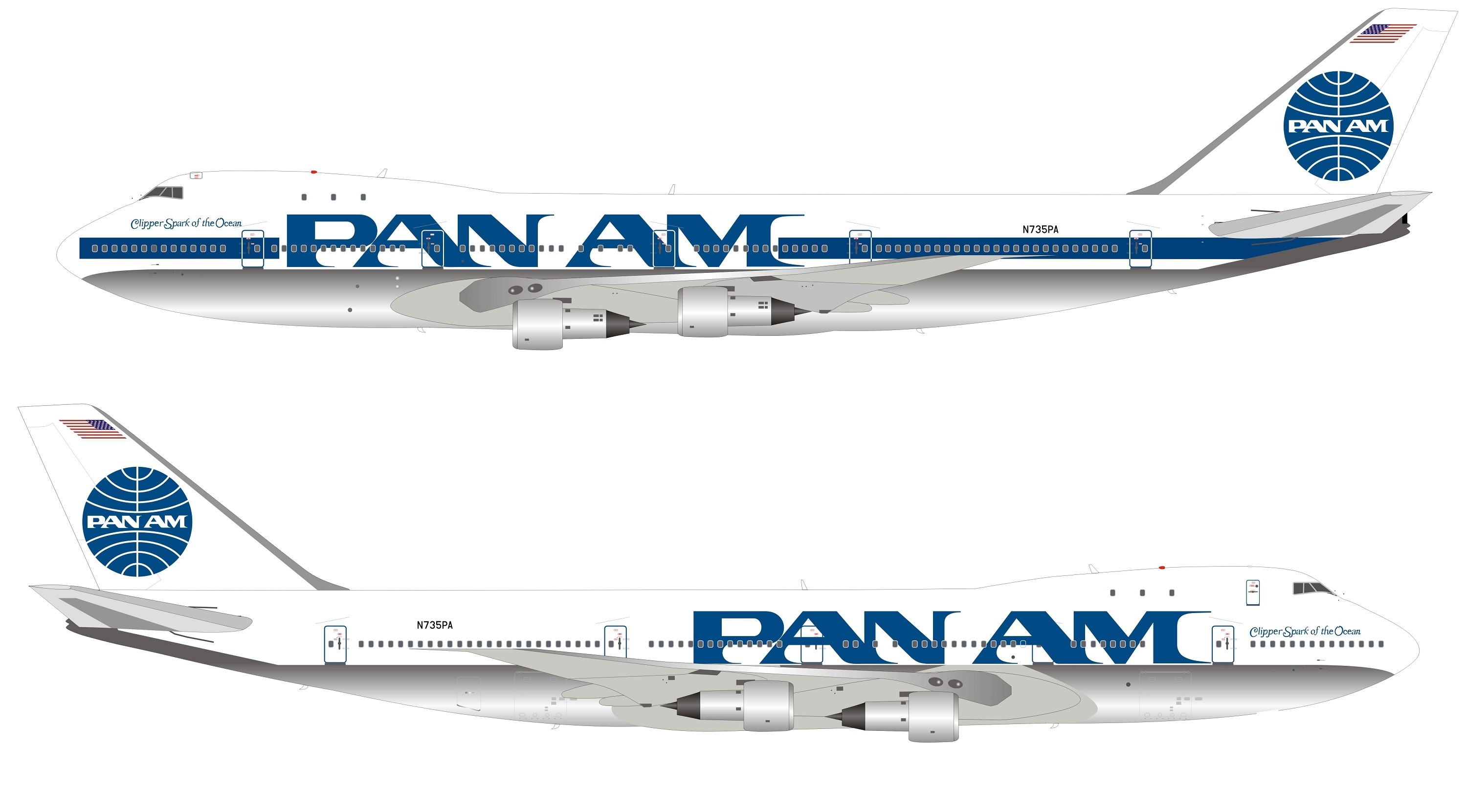 Pan Am Boeing 747-121 N735PA Clipper Spark of the Ocean with stand