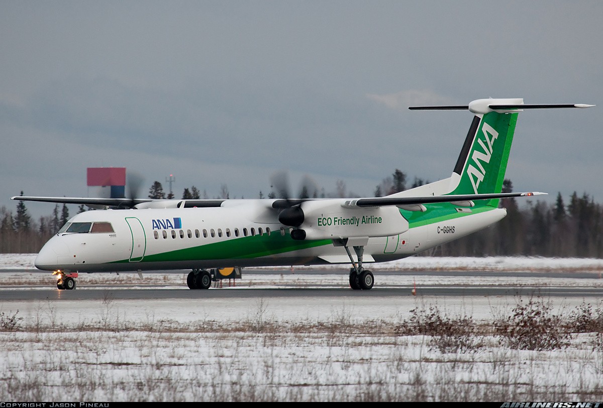 Jcwings ANA DeHaviland DHC-8 Green 1:400 ezToys - Diecast Models