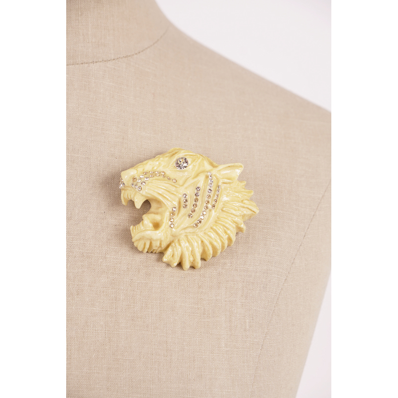 NEW $550 GUCCI Ivory Tone Resin RAJAH TIGER Crystal Hollywood