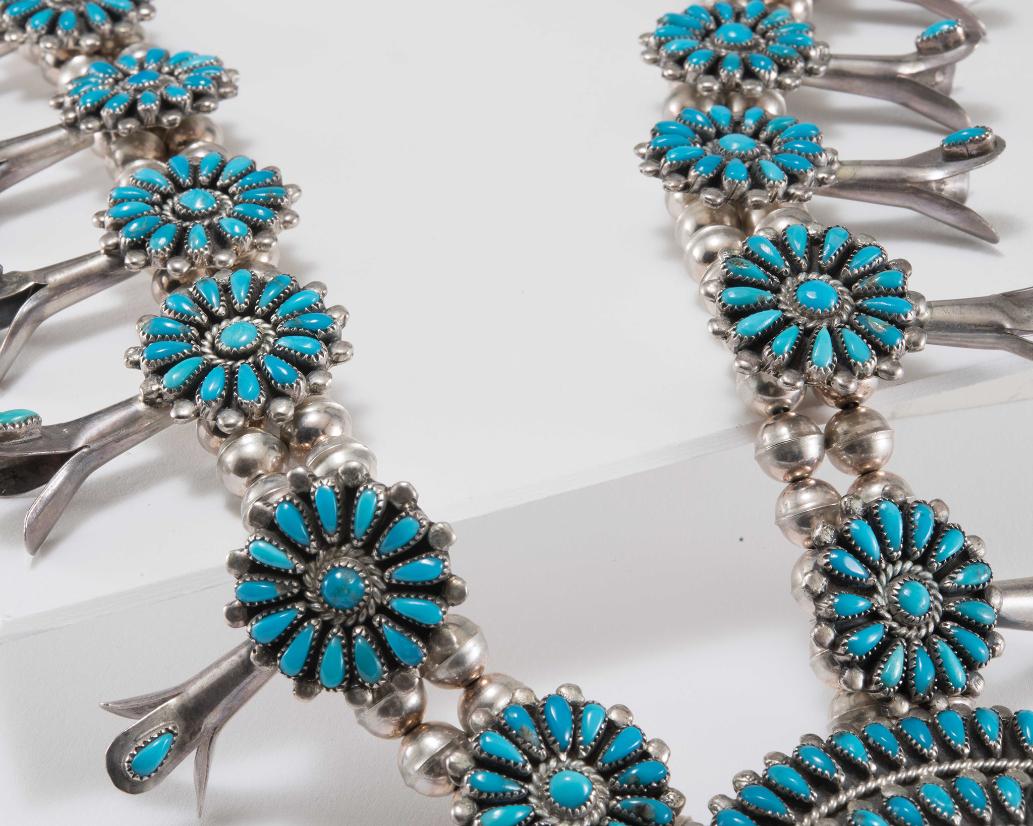 F. M. Begay Turquoise Squash Blossom Necklace - Four Winds Gallery