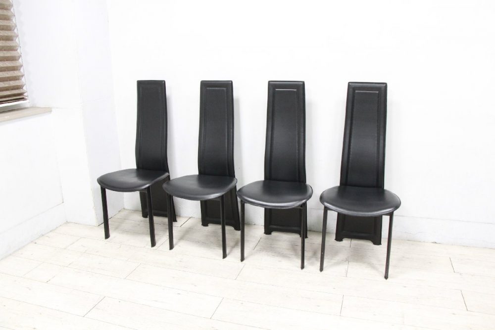 IDC大塚家具 ダイニングチェア ハイバックチェア 4脚セット 黒 買取
