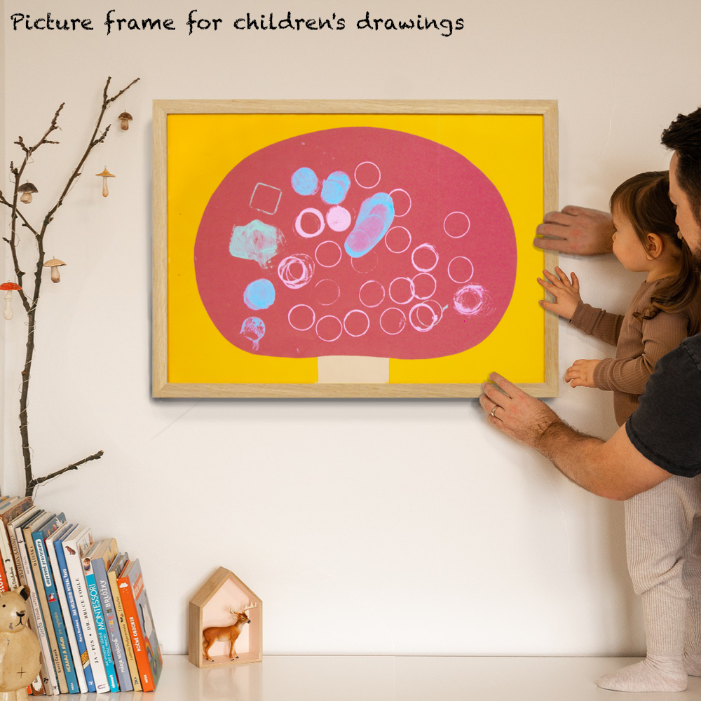 50枚も収納できる子供の絵や作品用額縁フレーム｜四つ切｜高級木材