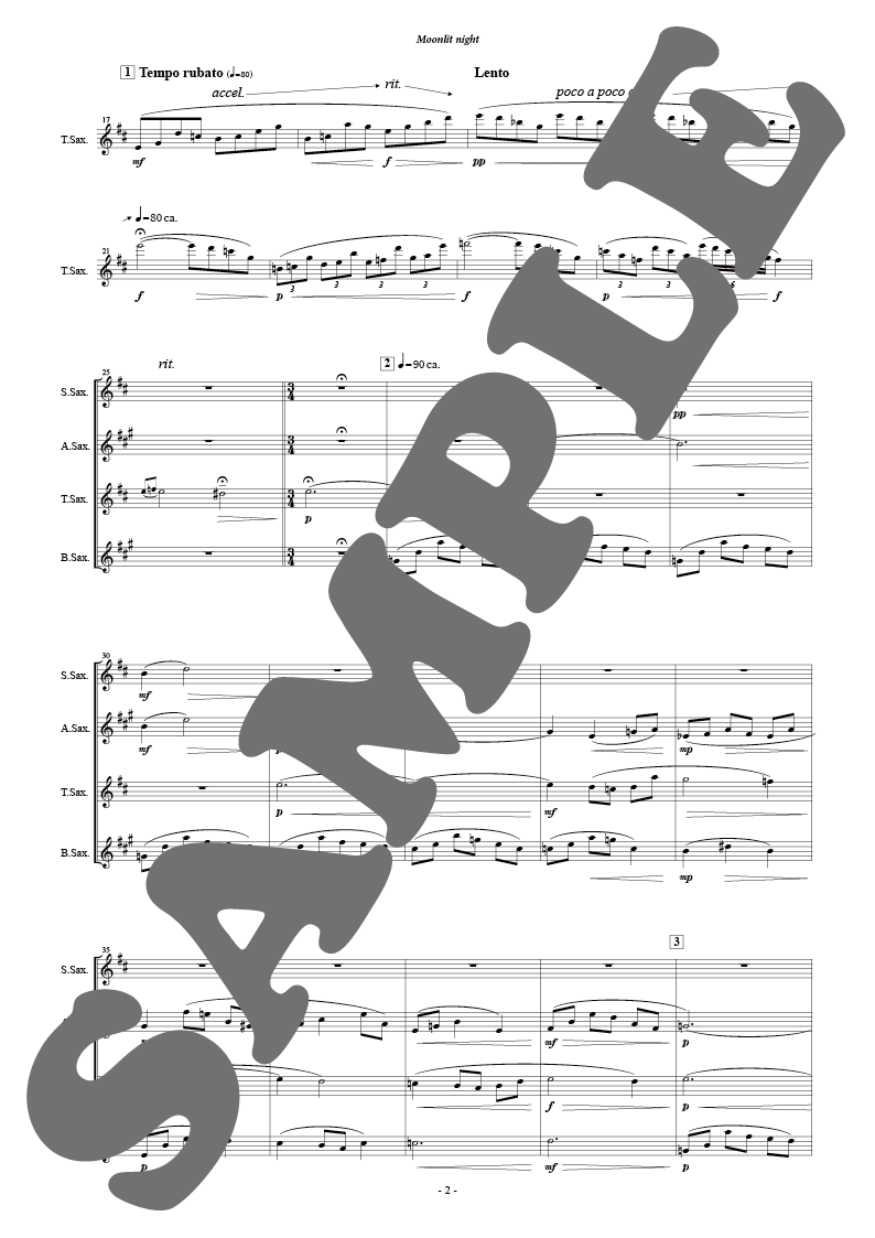 ムーンリット・ナイト：江原大介 [サクソフォン4重奏] - フォスター