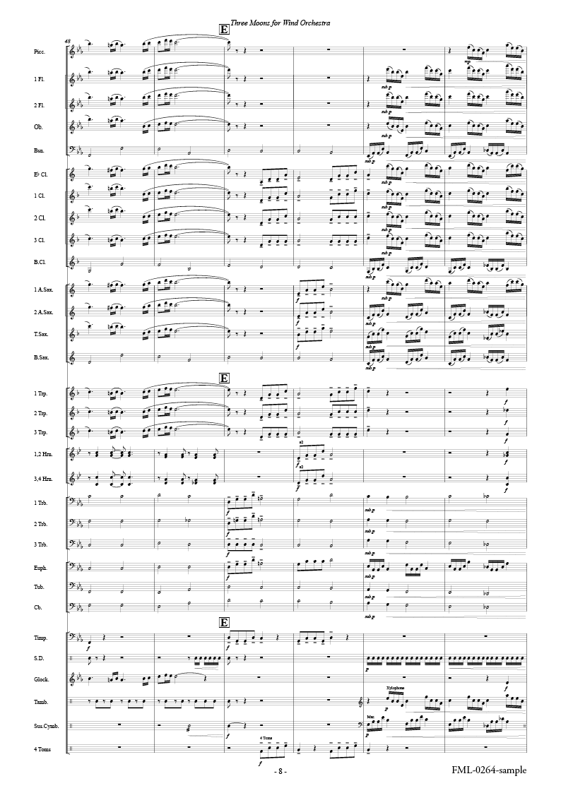 吹奏楽のための「三つの月」：福島弘和 [吹奏楽中編成-レンタル譜