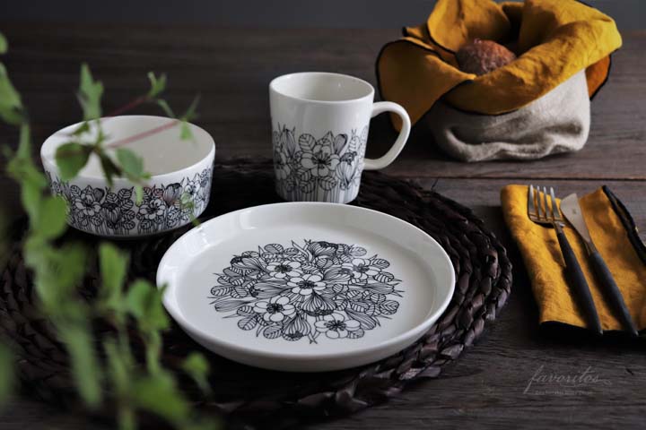 復刻版】ARABIA（アラビア）｜クロッカス ボウル13cmブラック