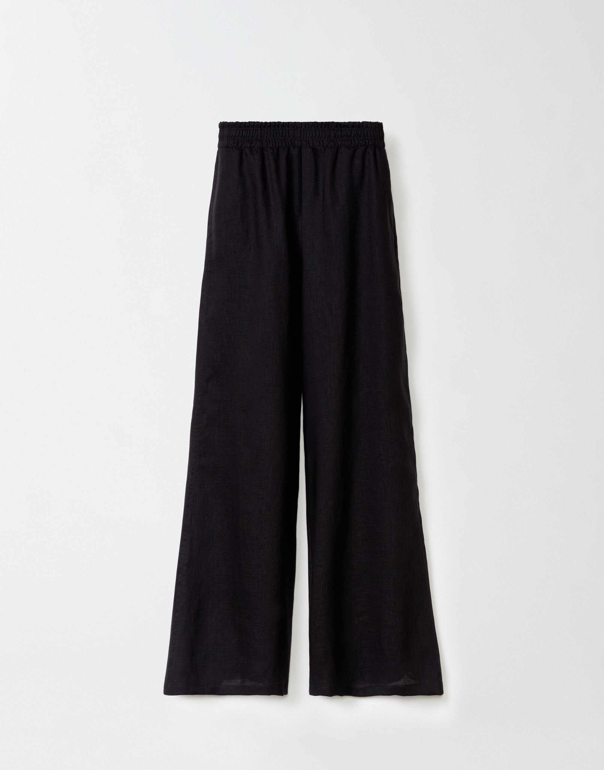 LINEN CLOTH WIDE LEG TROUSERS WITH ELASTIC WAISTBAND for Women