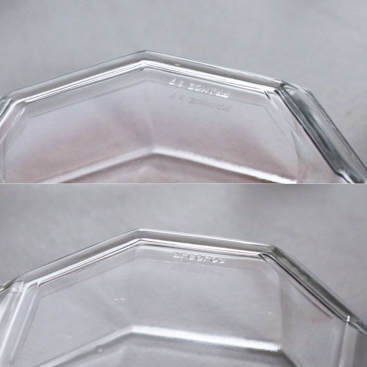 フランスヴィンテージ八角形ガラスのキャニスターキャンディポット小物