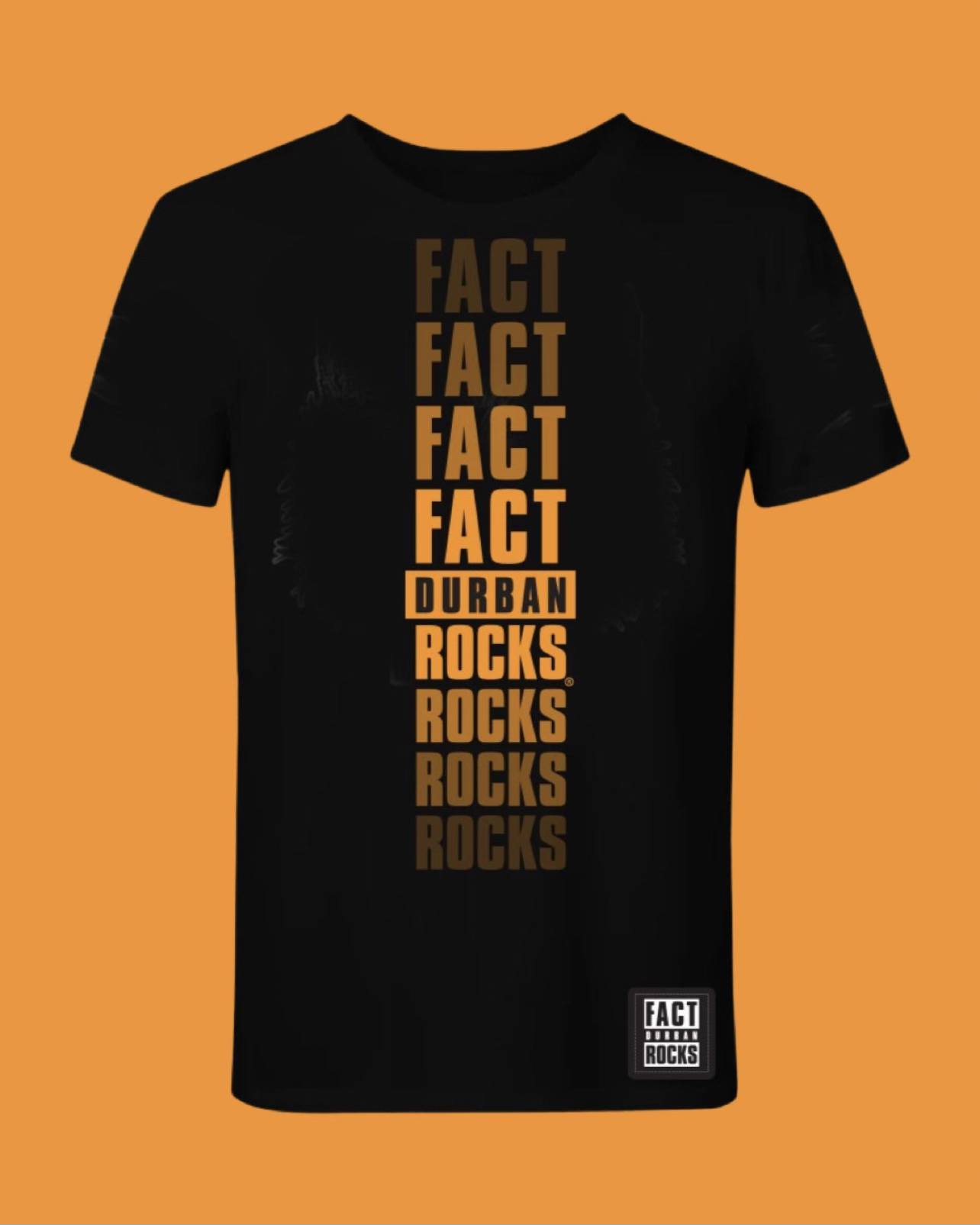 Orange Fact Logo Gradient Cotton T-Shirt - Fact Durban Rocks