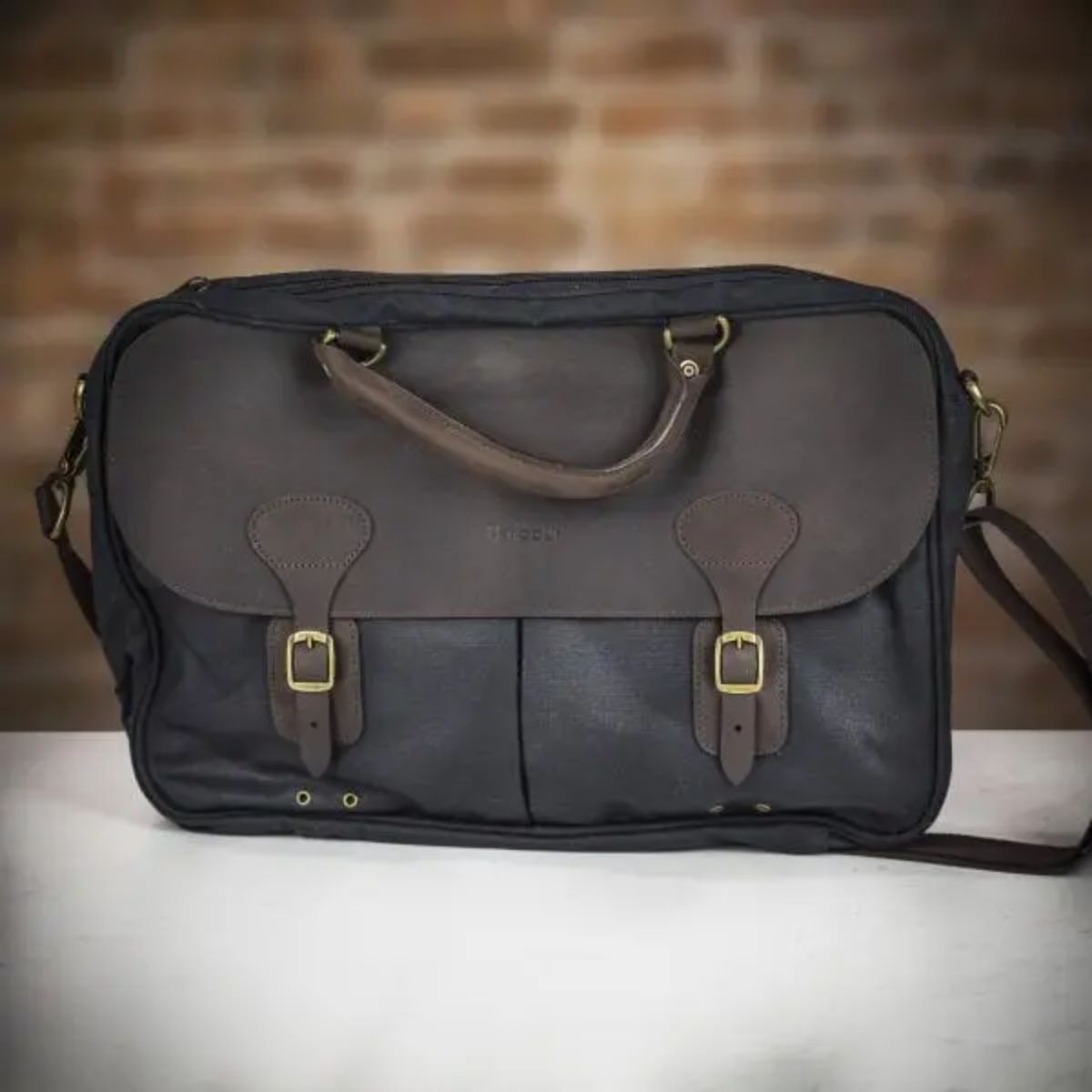 Barbour Waxed Leather Briefcase | Barbour at Farrar & Tanner