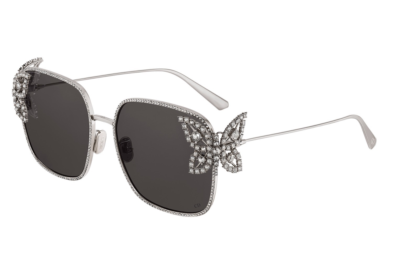 ディオール“煌めく蝶”デザインの新作ウィメンズサングラス、ホワイト