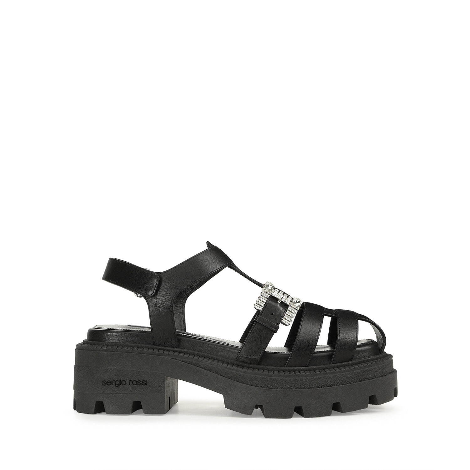 セルジオ ロッシ“煌めくクリスタルバックル”配したグルカサンダル