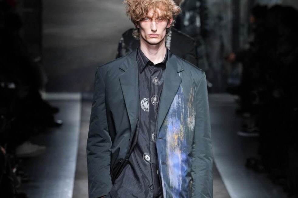 ヨウジヤマモトのメンズセットアップ、ベルベット×キルティングの