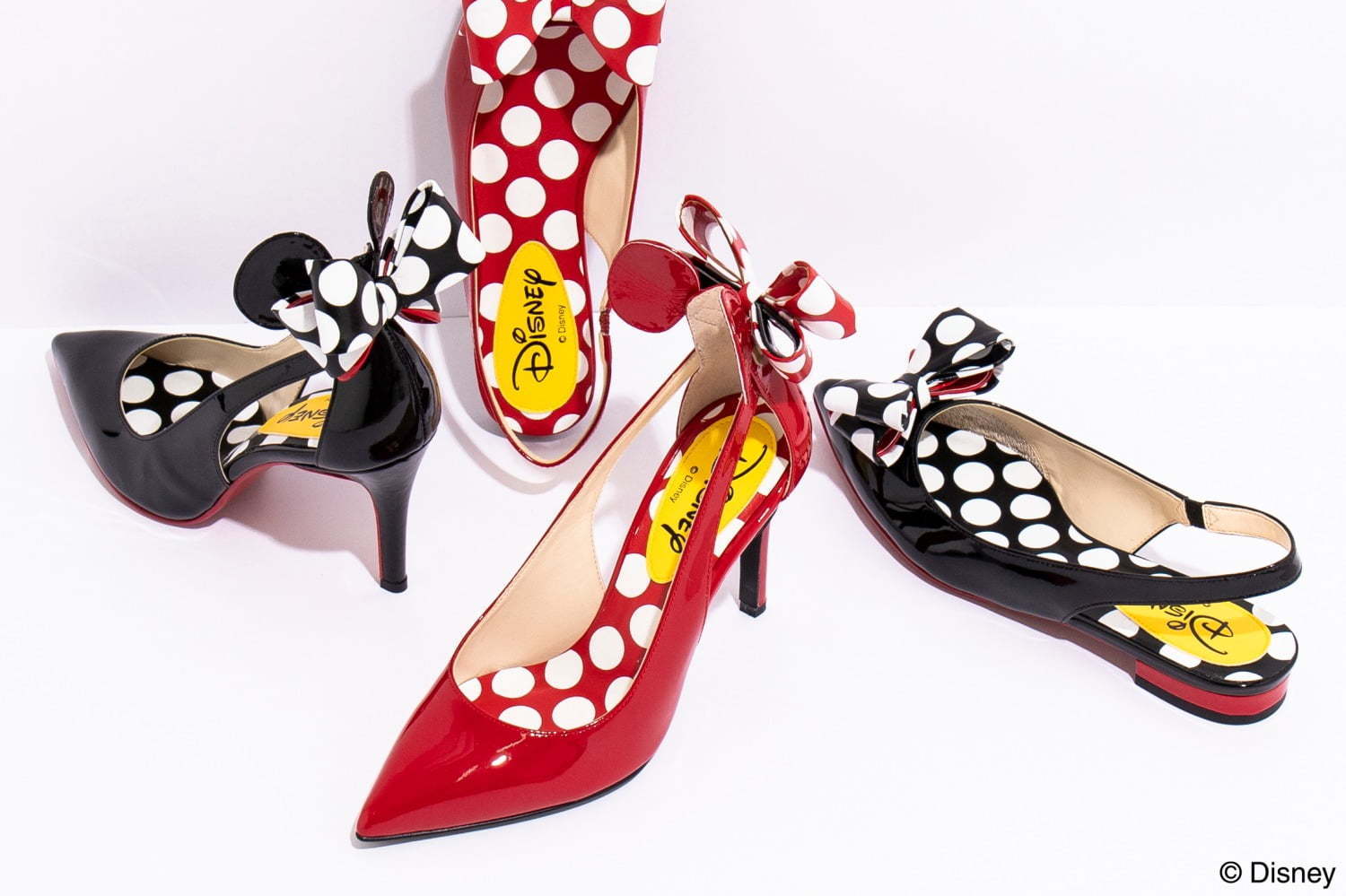 ダイアナからディズニー「ミニーマウス」シューズ、“水玉柄”リボン付き